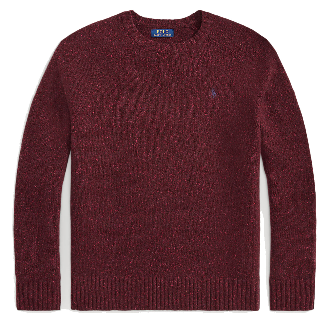 Polo Ralph Lauren Speckled Wool-Blend Crewneck Jumper Aged Wine Donegal - The Sporting Lodge