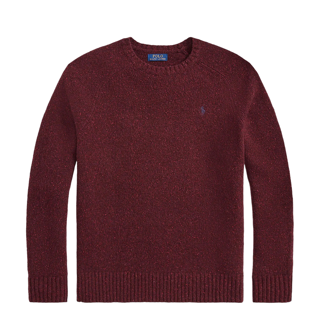 Polo Ralph Lauren Speckled Wool-Blend Crewneck Jumper Aged Wine Donegal