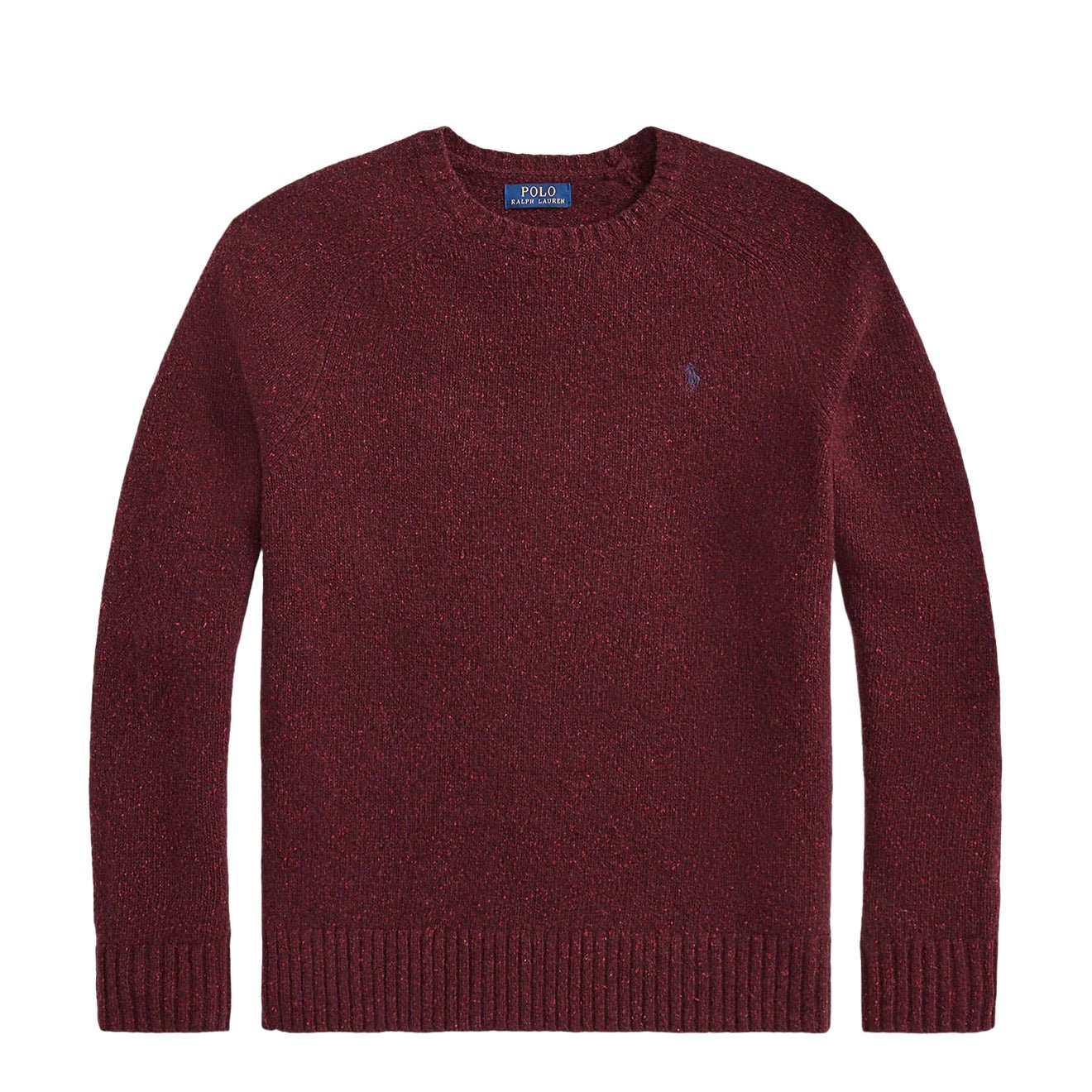 Polo Ralph Lauren Speckled Wool-Blend Crewneck Jumper Aged Wine Donegal
