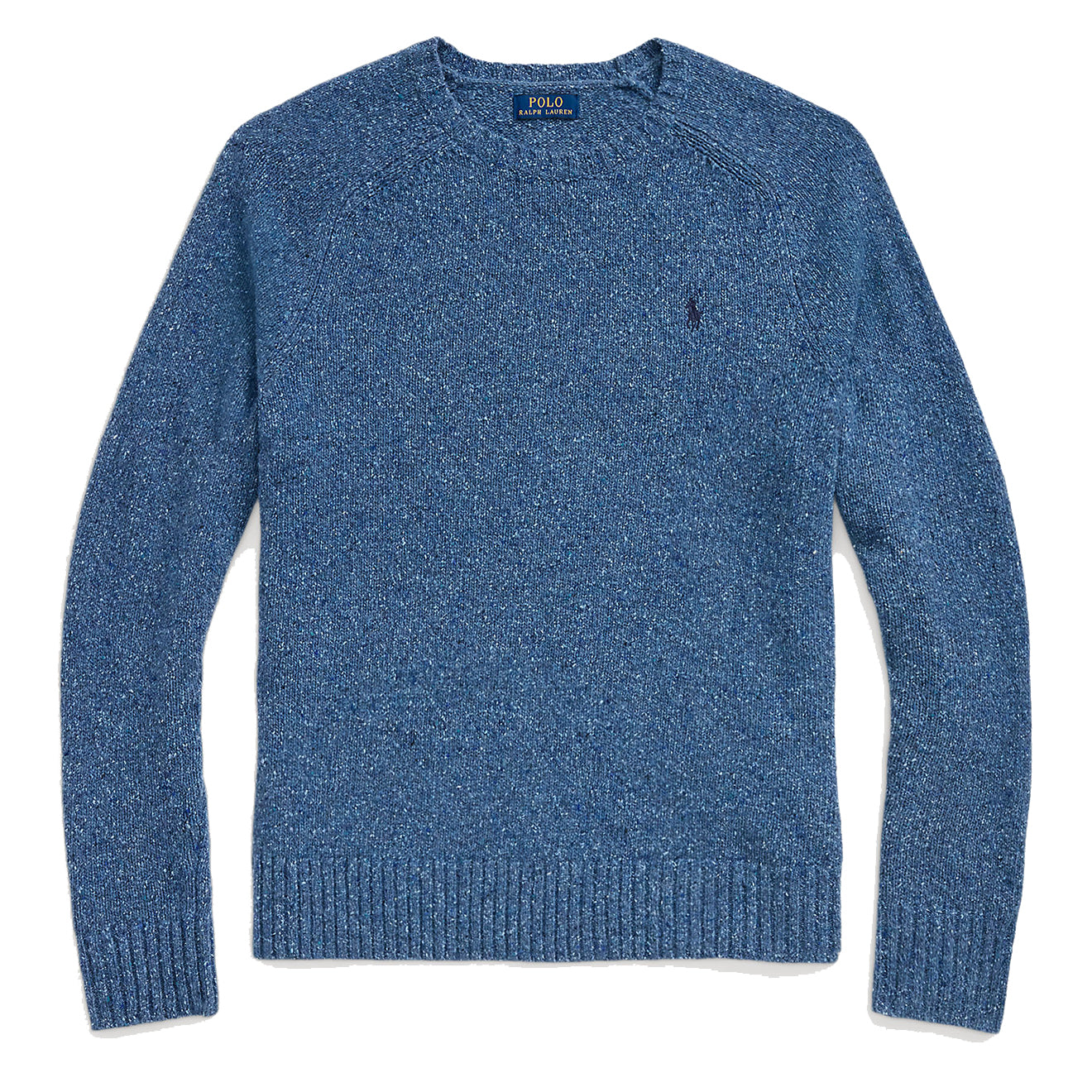 Polo Ralph Lauren Speckled Wool Blend Crew Neck Jumper Chambray Blue Donegal - The Sporting Lodge