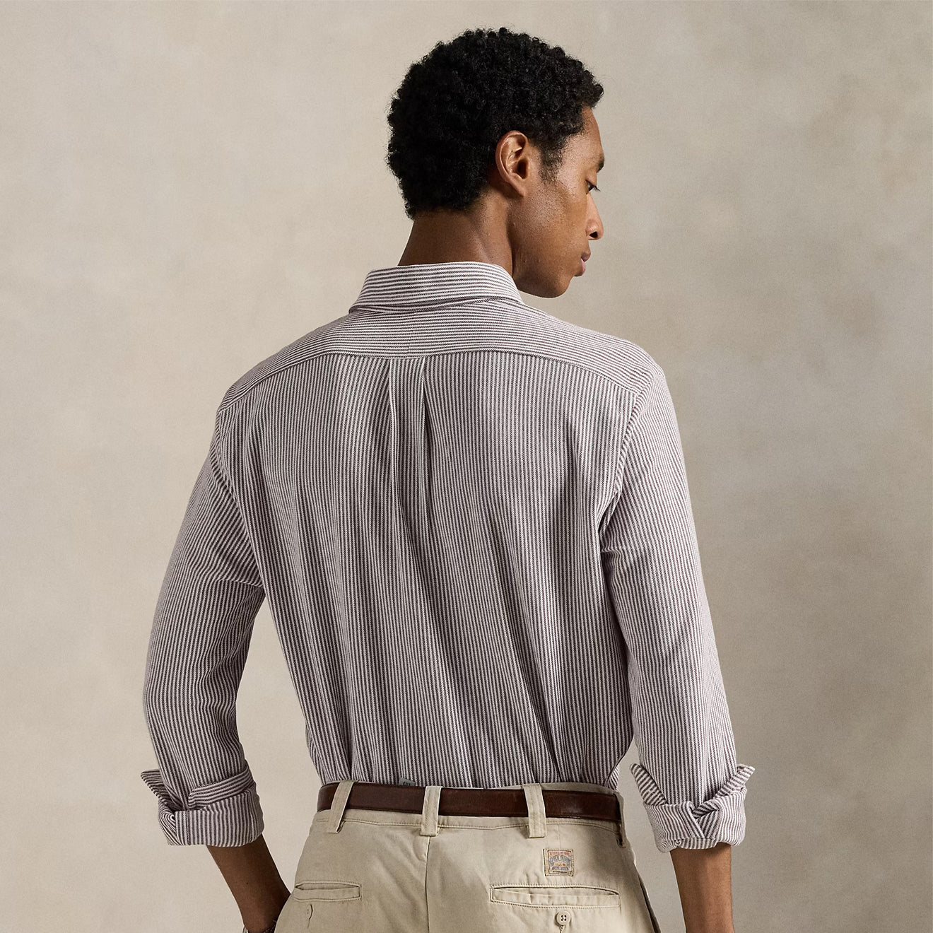 Polo Ralph Lauren Striped Knit Oxford Shirt Classic Wine / White - The Sporting Lodge