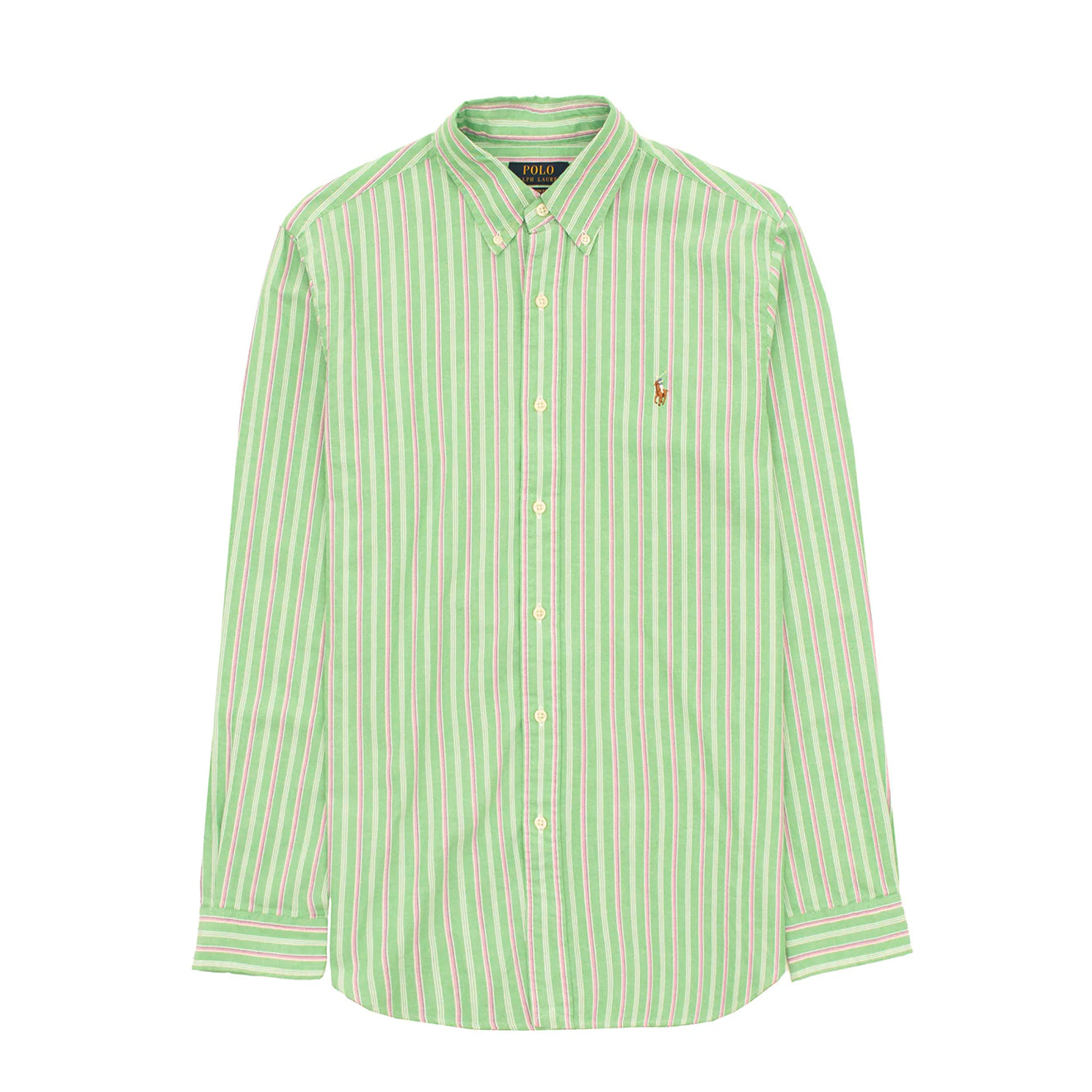 Polo Ralph Lauren Striped Oxford Shirt Green Pink Multi - The Sporting Lodge