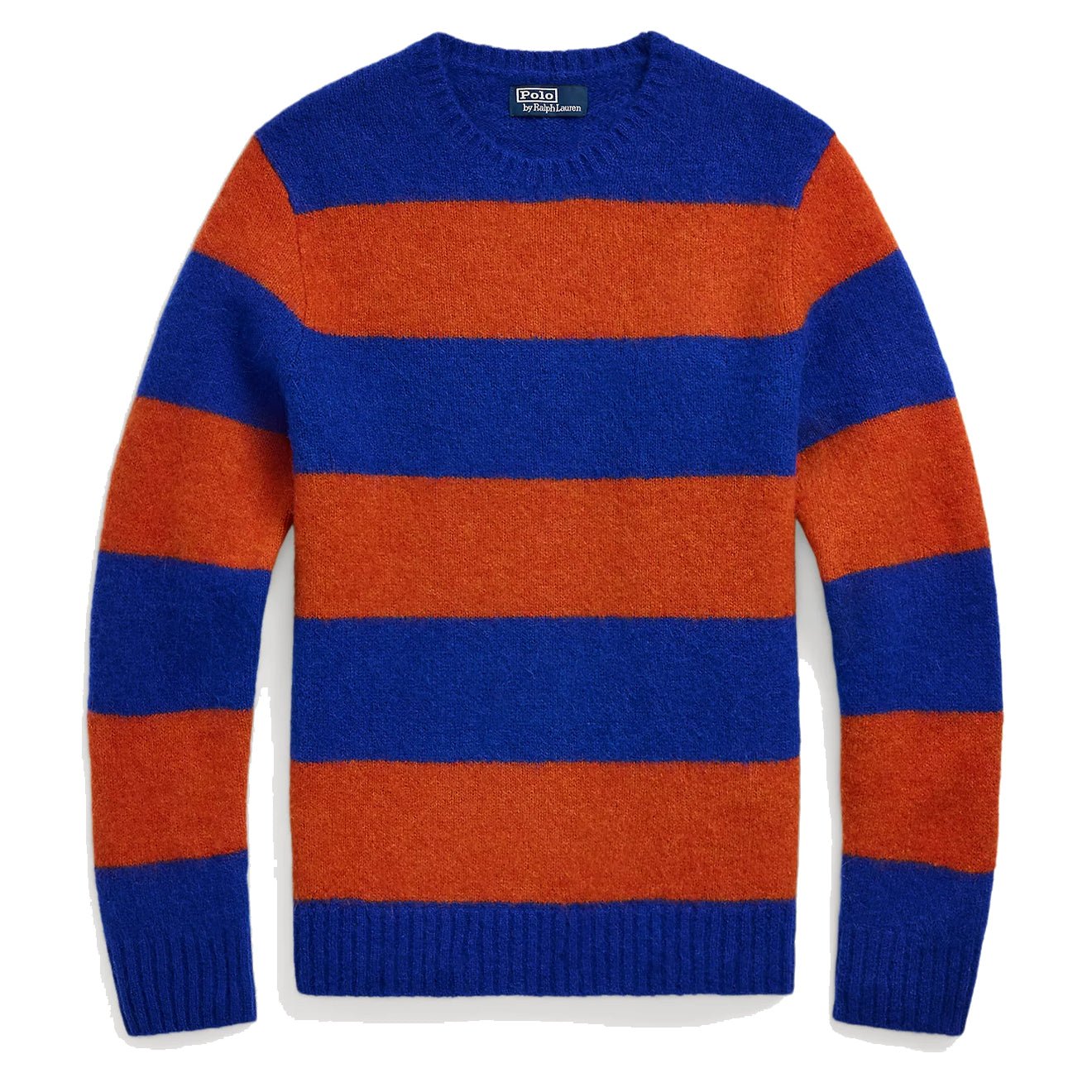 Polo Ralph Lauren Suede - Patch Striped Sweater Blue Orange Combo - The Sporting Lodge