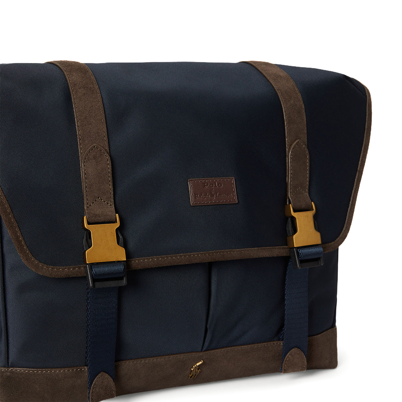 Polo Ralph Lauren Suede-Trim Messenger Bag Newport Navy / Brown