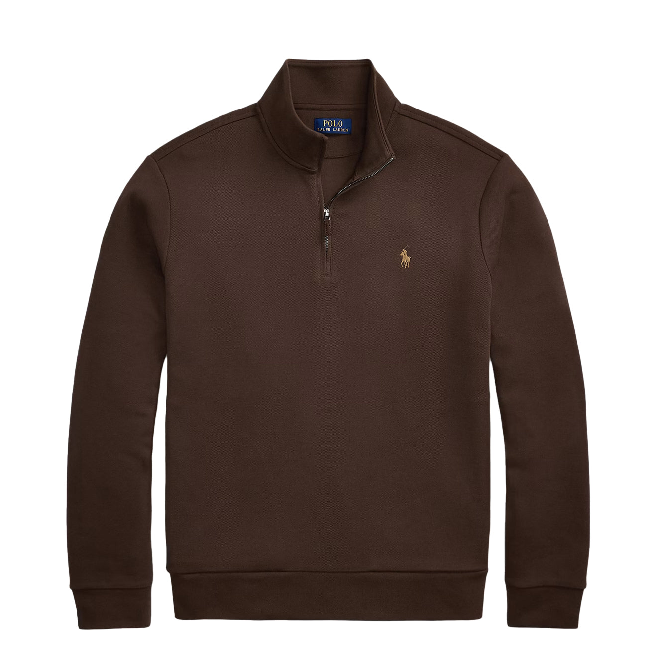 Polo Ralph Lauren Double-Knit Mesh Quarter-Zip Pullover Nutmeg Brown