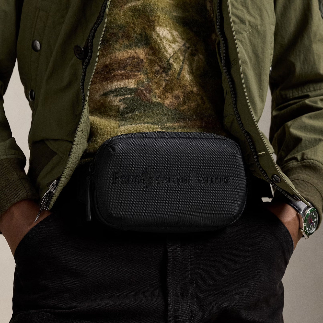 Polo Ralph Lauren Tonal Logo Waistpack Black - The Sporting Lodge