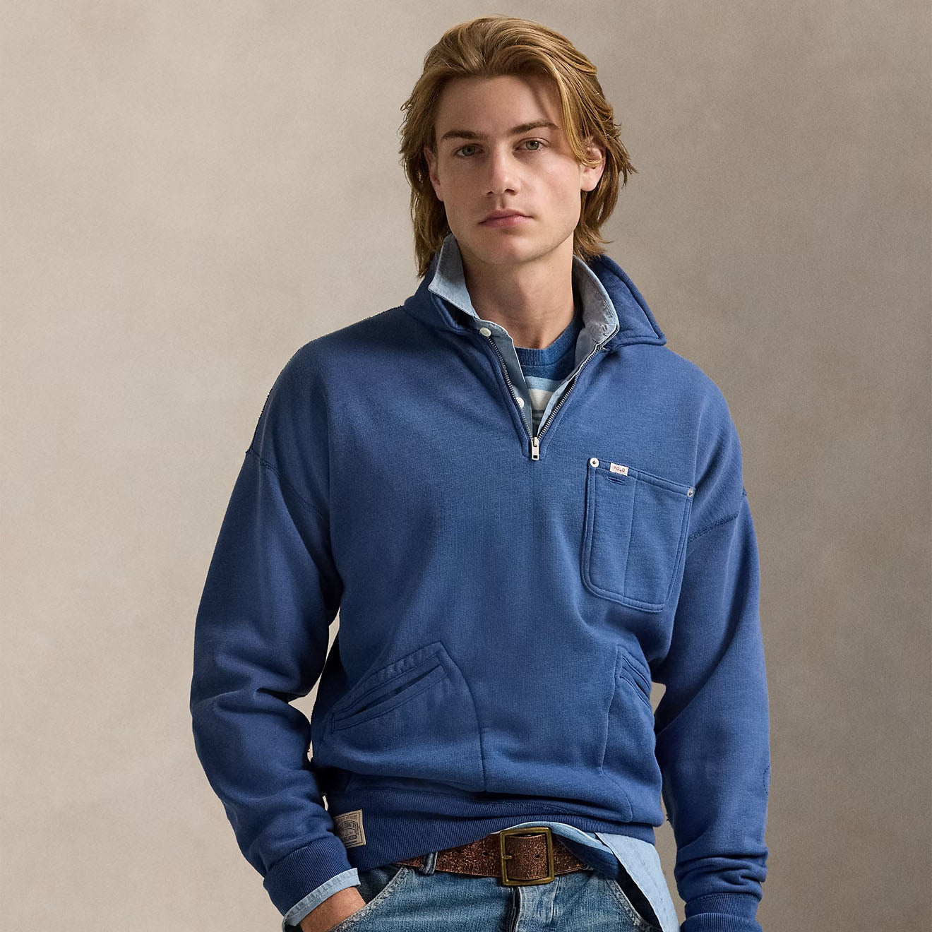 Polo Ralph Lauren Vintage Fit Fleece Pocket Sweatshirt Old Royal - The Sporting Lodge