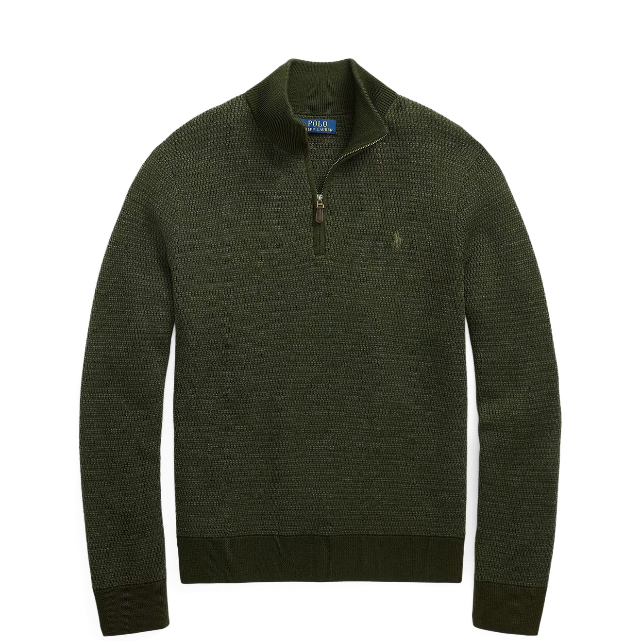 Polo Ralph Lauren Washable Wool Quarter-Zip Sweater Olive Combo