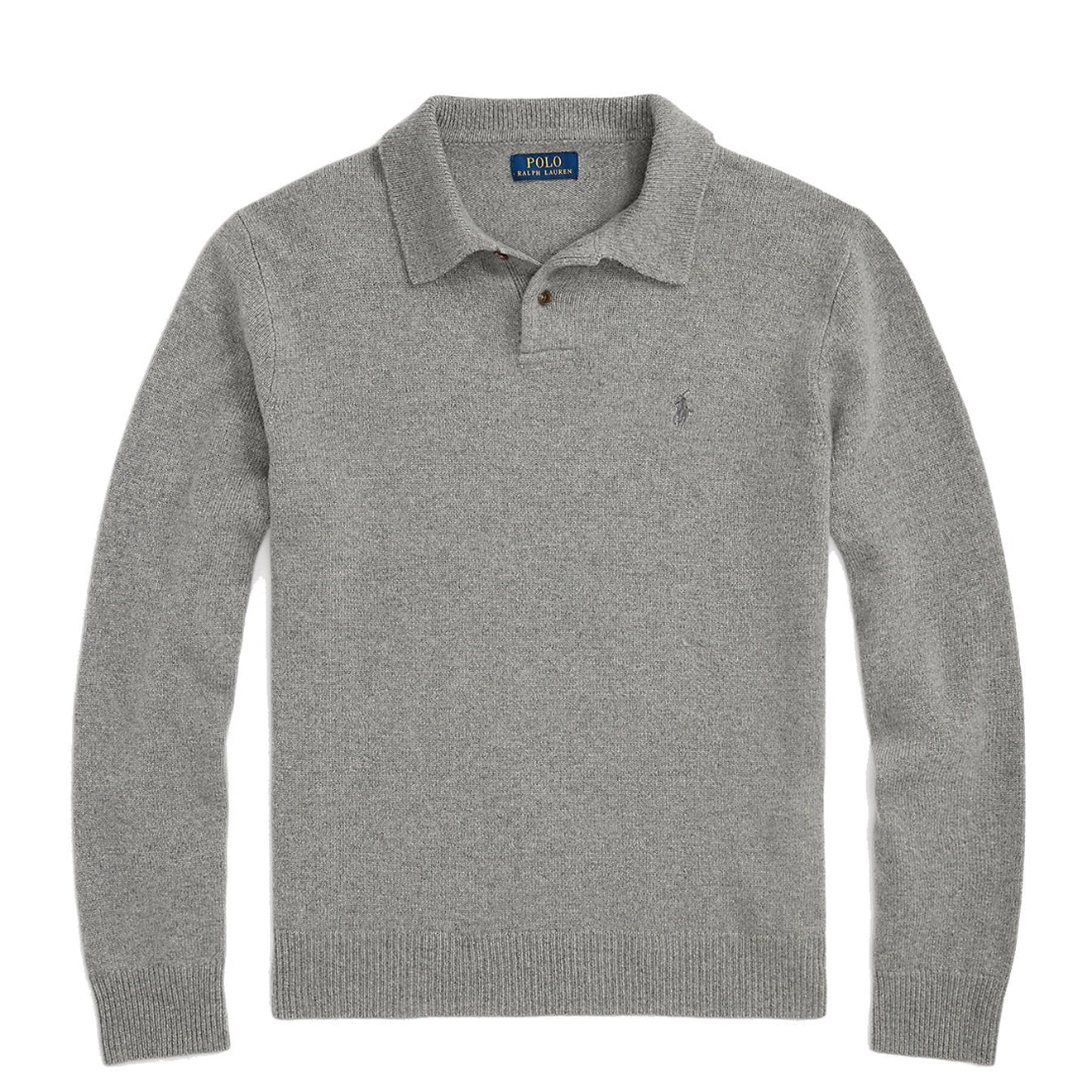 Polo Ralph Lauren Wool-Cashmere Polo-Collar Jumper Fawn Grey Heather