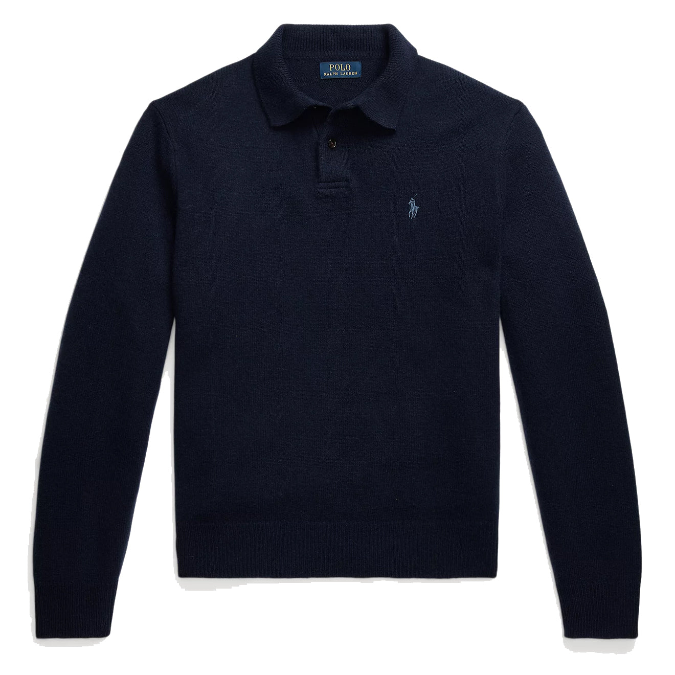 Polo Ralph Lauren Wool-Cashmere Polo-Collar Jumper Hunter Navy - The Sporting Lodge