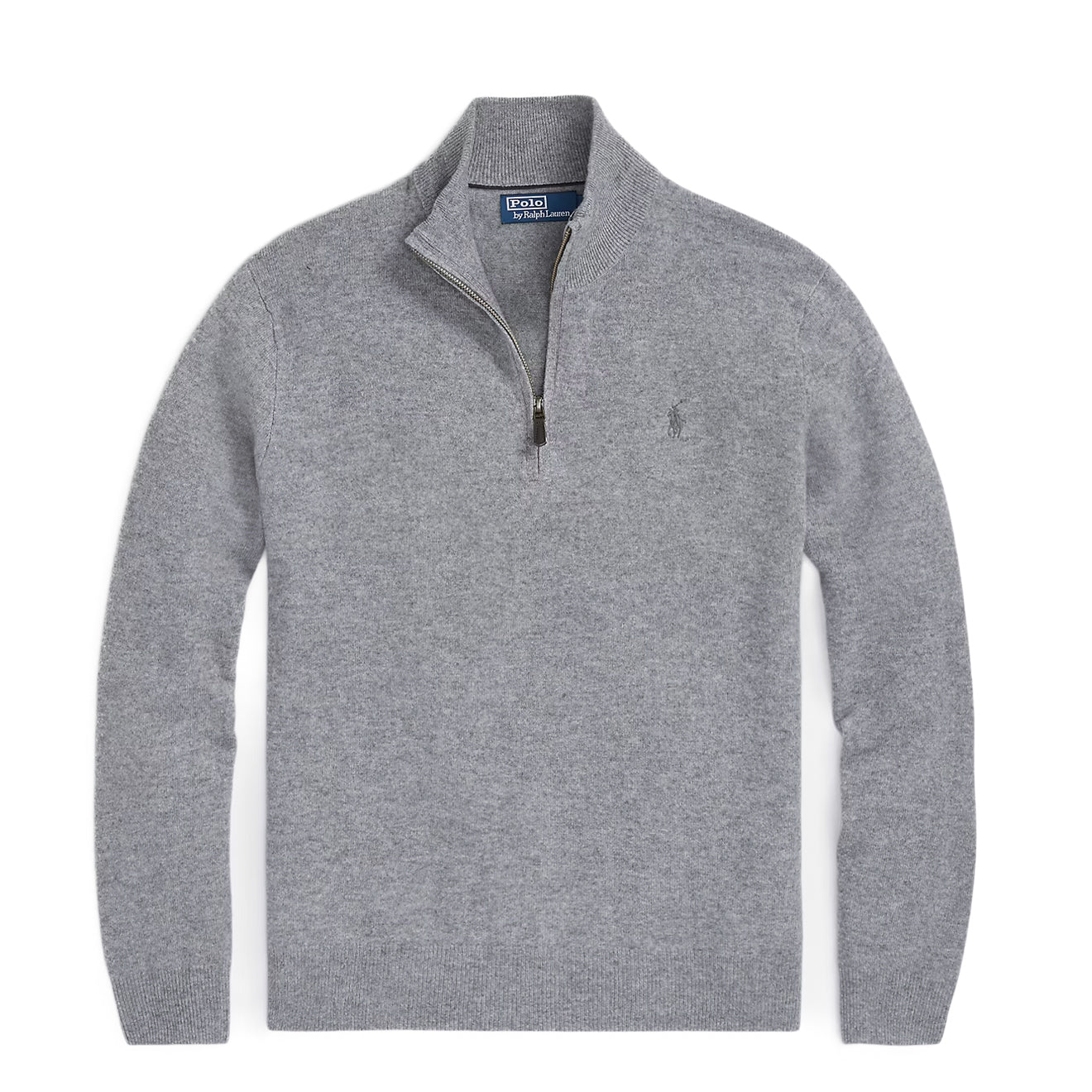 Polo Ralph Lauren Wool Quarter-Zip Sweater Fawn Heather Grey