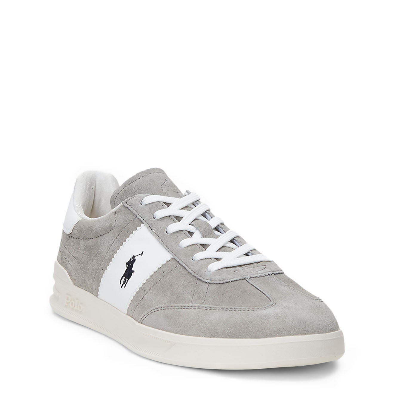 Polo Sport Heritage Aera Suede Trainers Earth Grey / Deckwash White - The Sporting Lodge