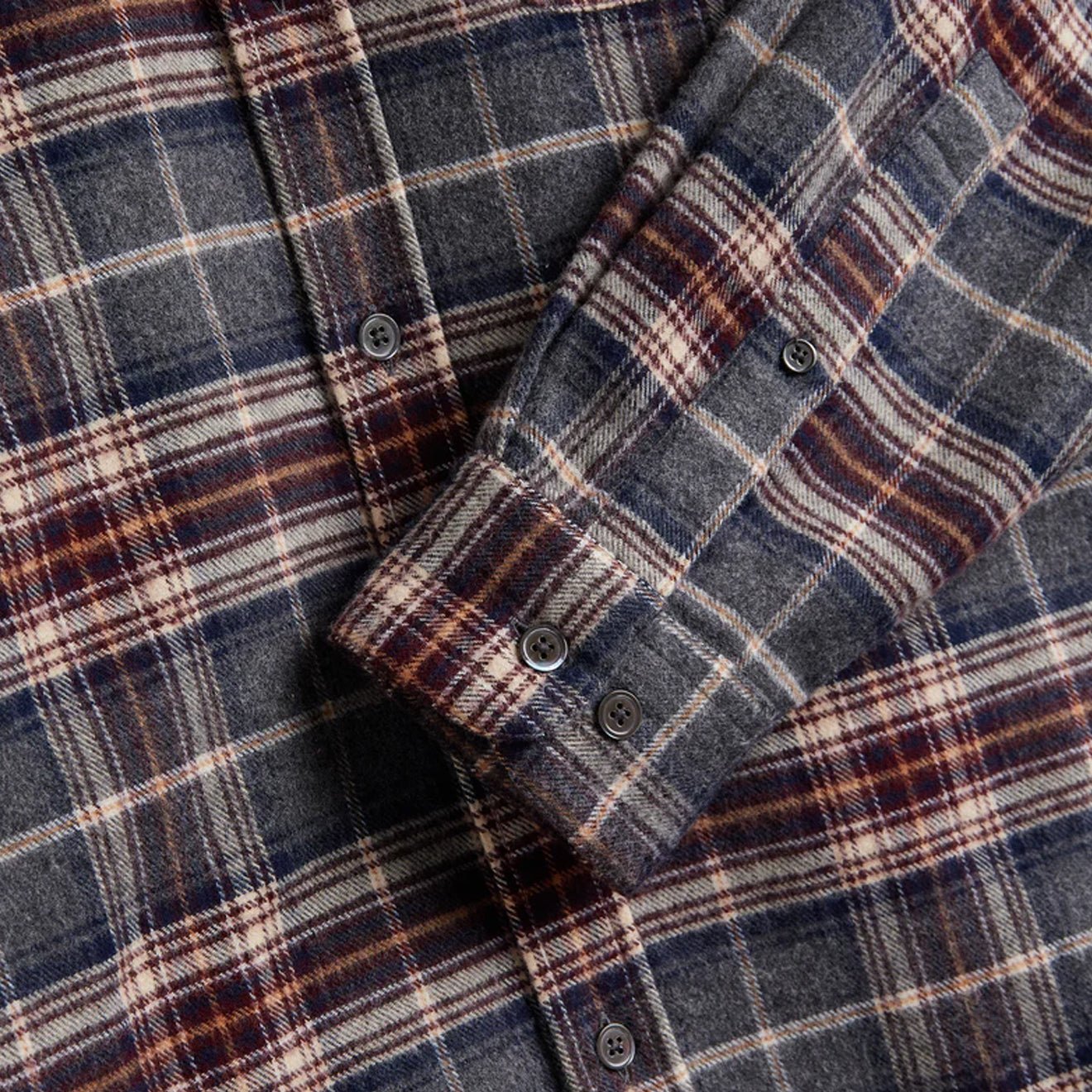 Portuguese Flannel Augusta Button Down Shirt Grey / Burgundy - The Sporting Lodge