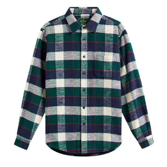 Portuguese Flannel Bottle Shirt Green / Blue - The Sporting Lodge