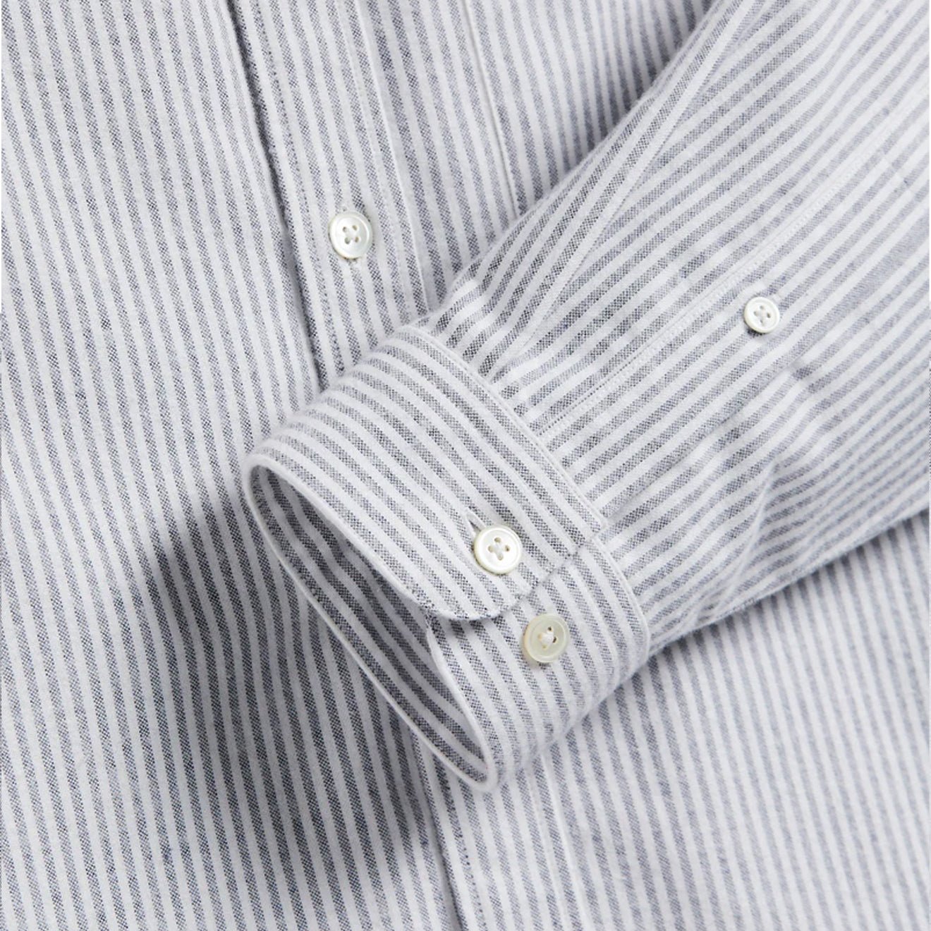 Portuguese Flannel Brushed Oxford Stripe Button Down Blue - The Sporting Lodge
