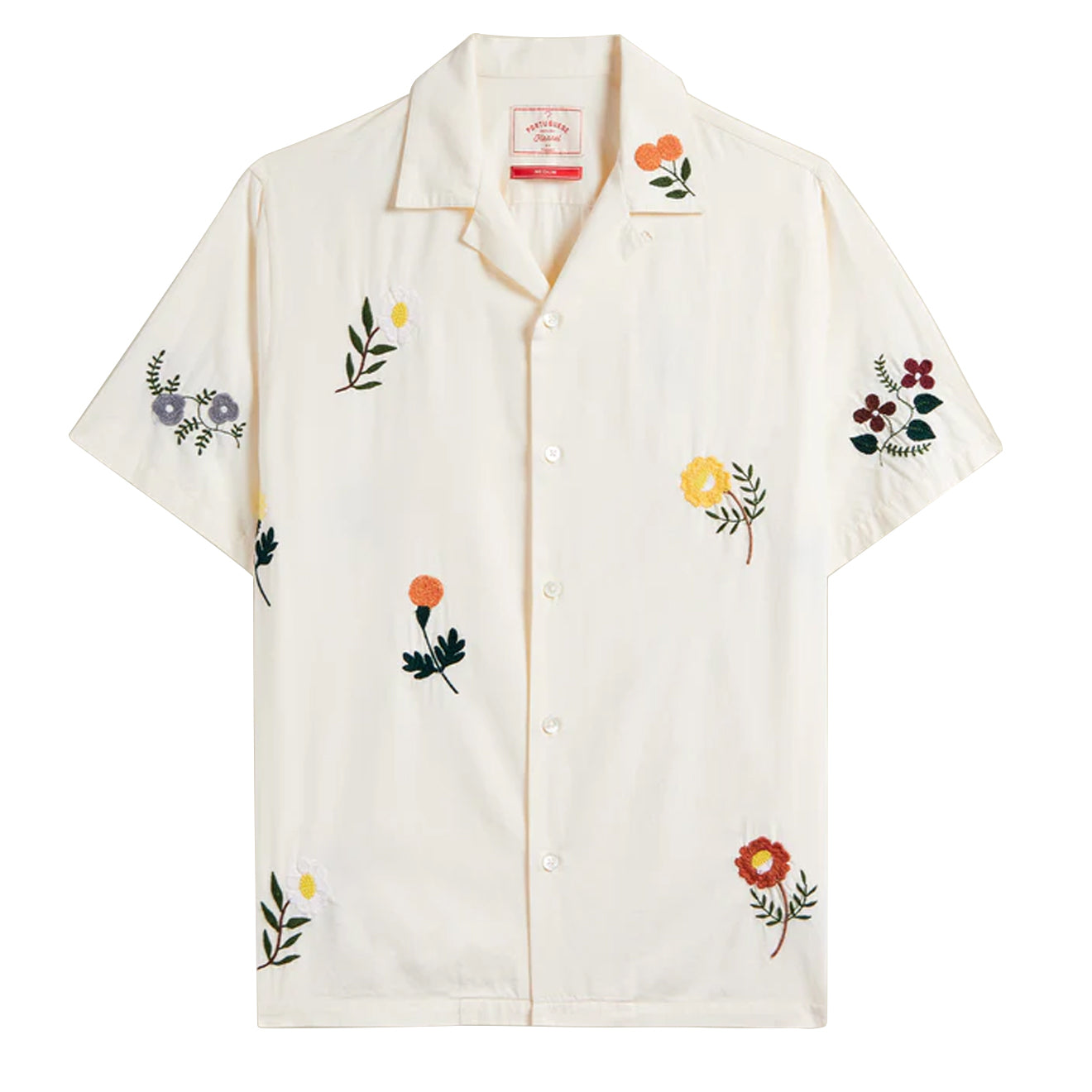 Portuguese Flannel Embroidery Flowers S/S shirt White / Multi