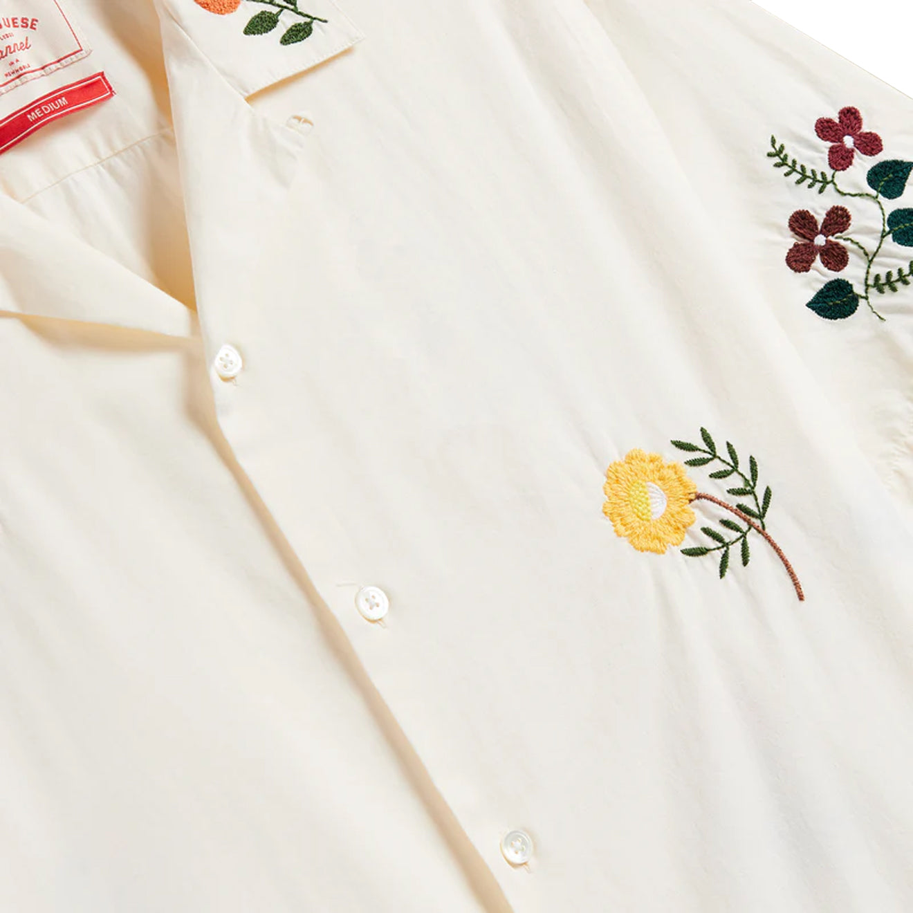 Portuguese Flannel Embroidery Flowers S/S shirt White / Multi