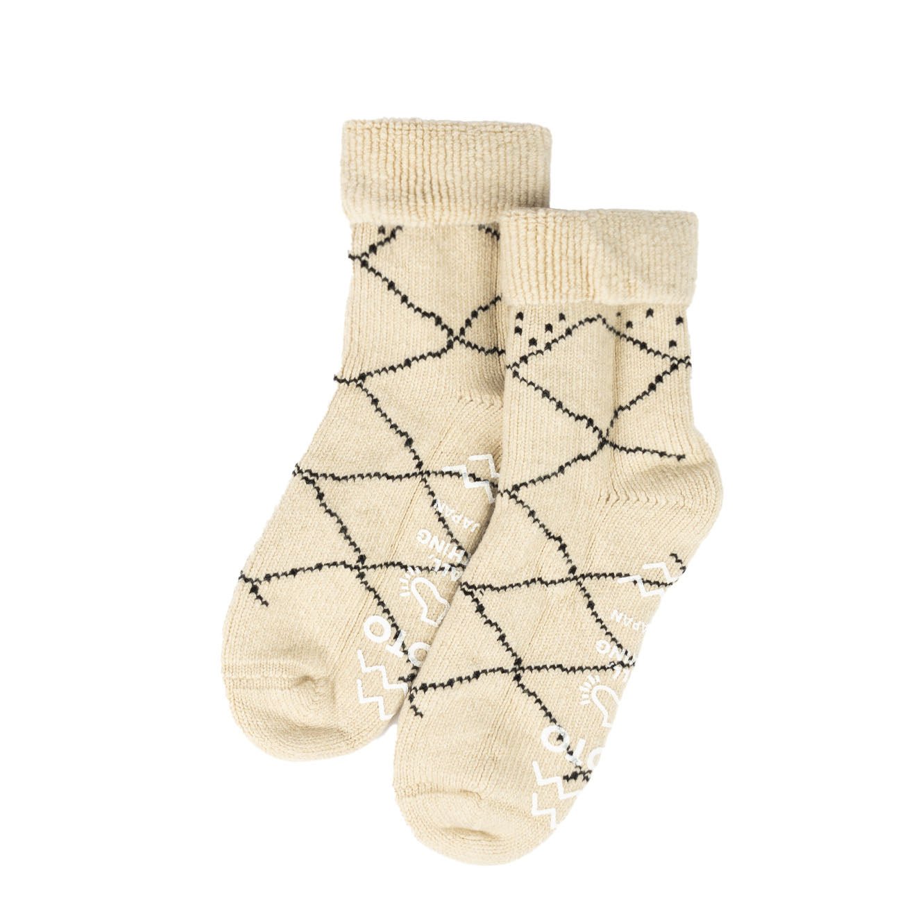 ROTOTO Merino Lambs Wool Room Socks Ecru / Black - The Sporting Lodge