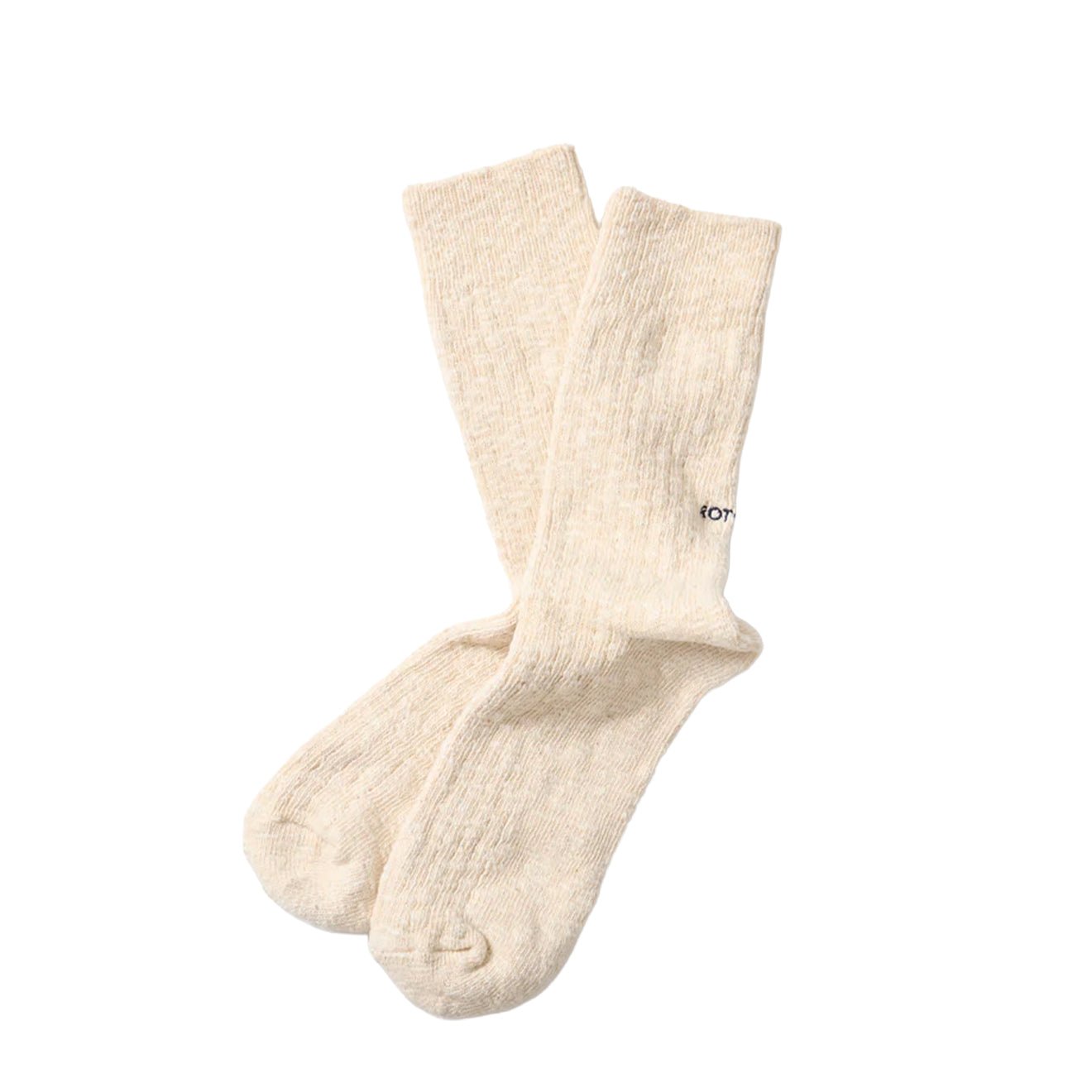 ROTOTO Organic Cotton Slub Crew Socks Ecru - The Sporting Lodge