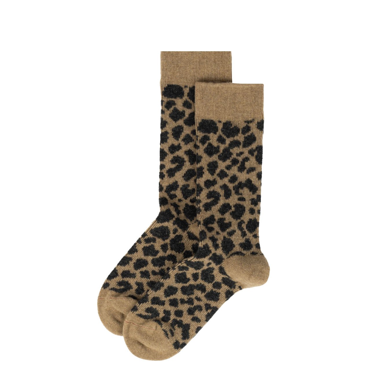 ROTOTO Womens Leopard Pattern Merino Socks Beige / Charcoal - The Sporting Lodge