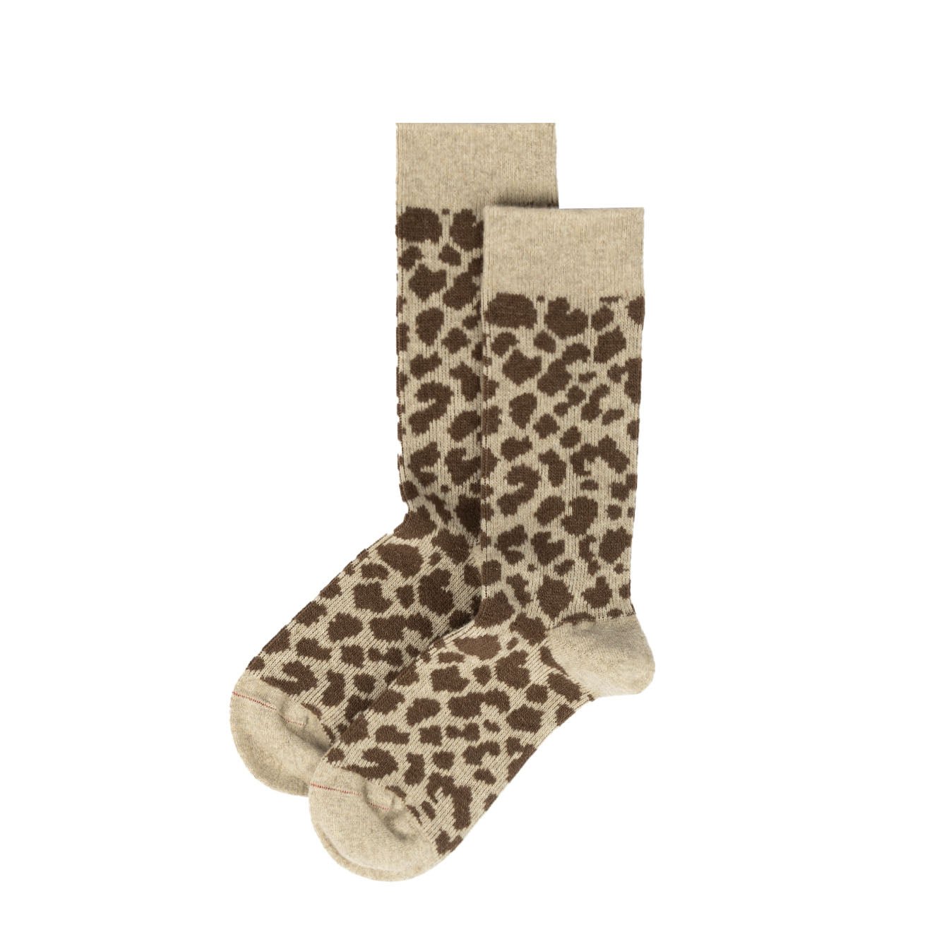 ROTOTO Womens Leopard Pattern Merino Socks Light Beige / Brown - The Sporting Lodge