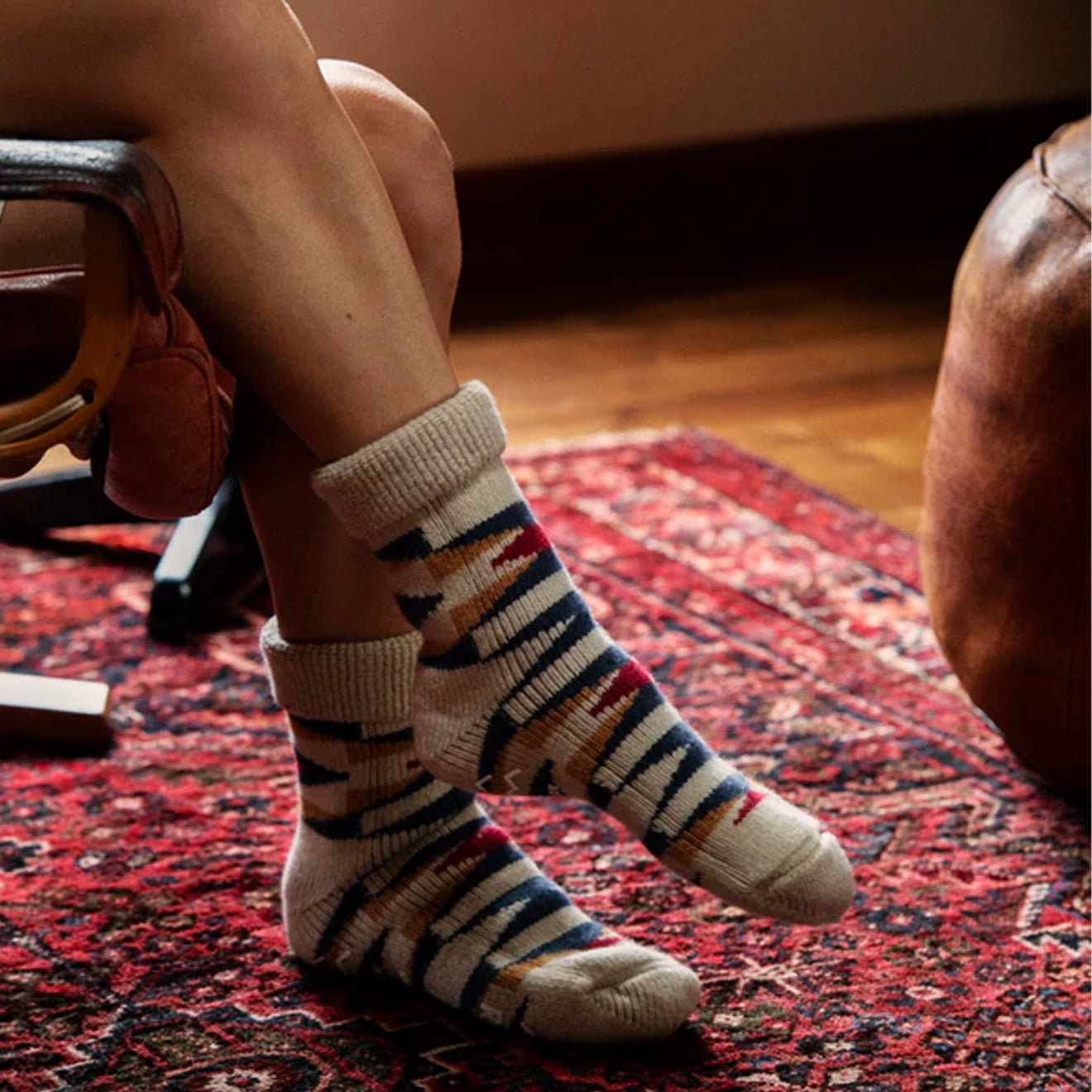 ROTOTO Womens Merino Lambs Wool Room Socks Native Light Brown - The Sporting Lodge