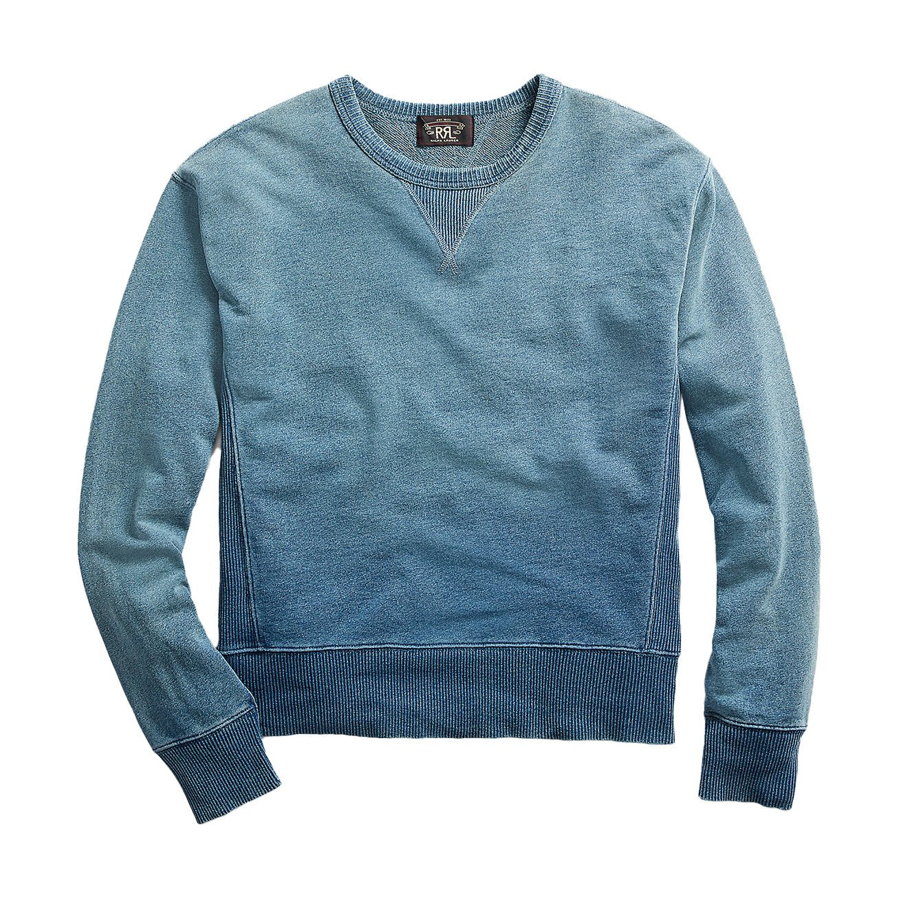 RRL by Ralph Lauren L/S Double V Sweater Washed Blue Indigo - The Sporting Lodge