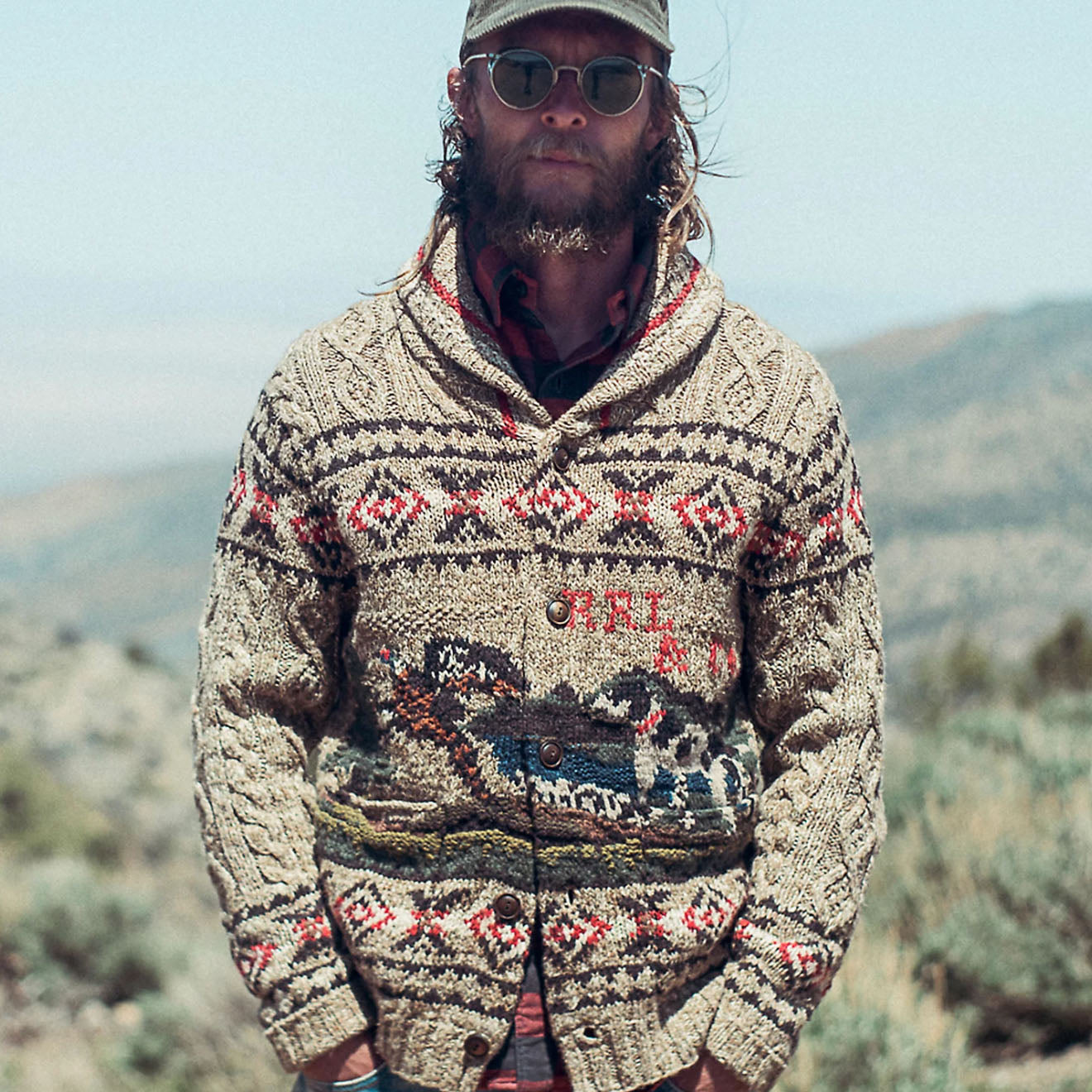 RRL by Ralph Lauren Hand-Knit Linen-Blend Cardigan Brown Multi-7