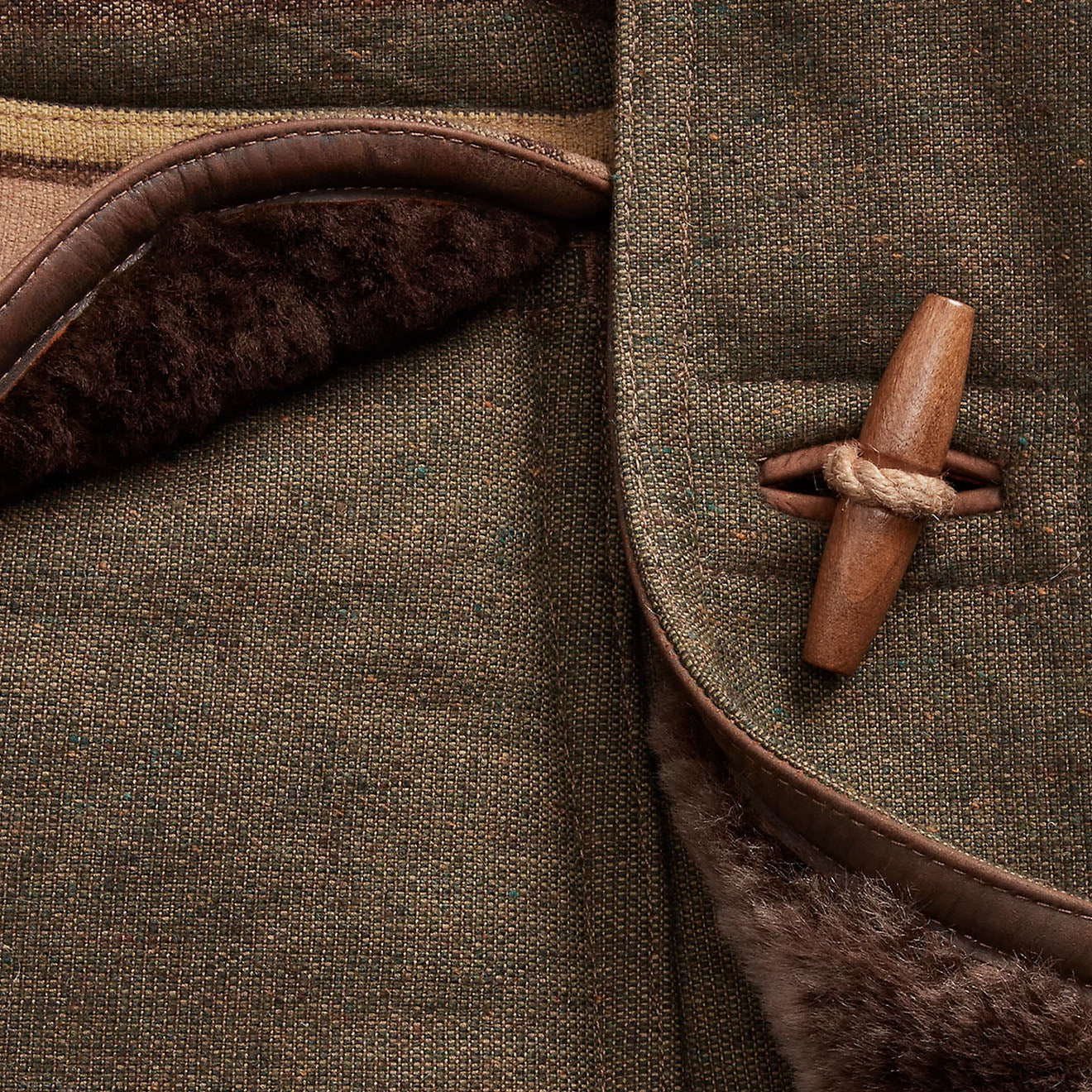 RRL by Ralph Lauren Seaberg Shearling Pea Coat Grey / Brown Multi-4