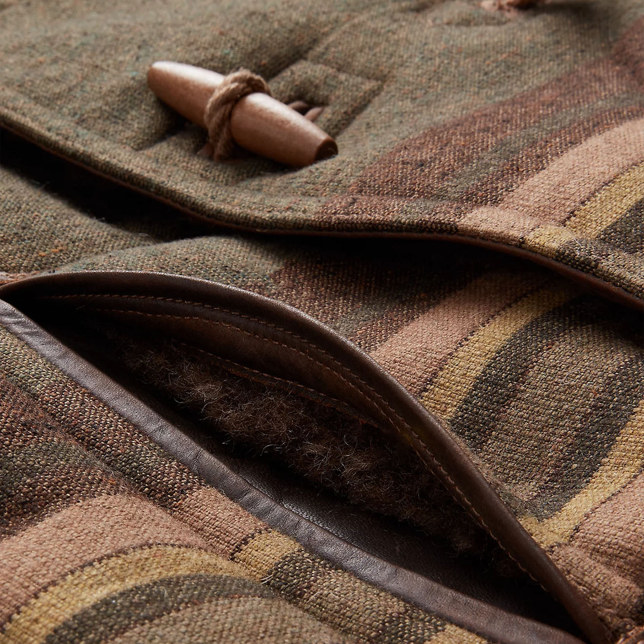 RRL by Ralph Lauren Seaberg Shearling Pea Coat Grey / Brown Multi-5