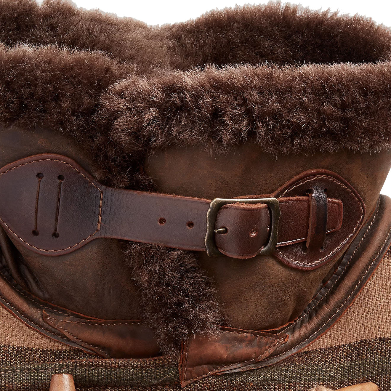 RRL by Ralph Lauren Seaberg Shearling Pea Coat Grey / Brown Multi-6