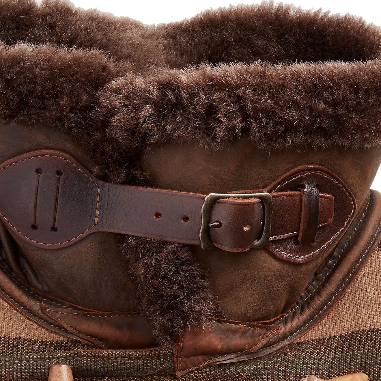 RRL by Ralph Lauren Seaberg Shearling Pea Coat Grey / Brown Multi-6