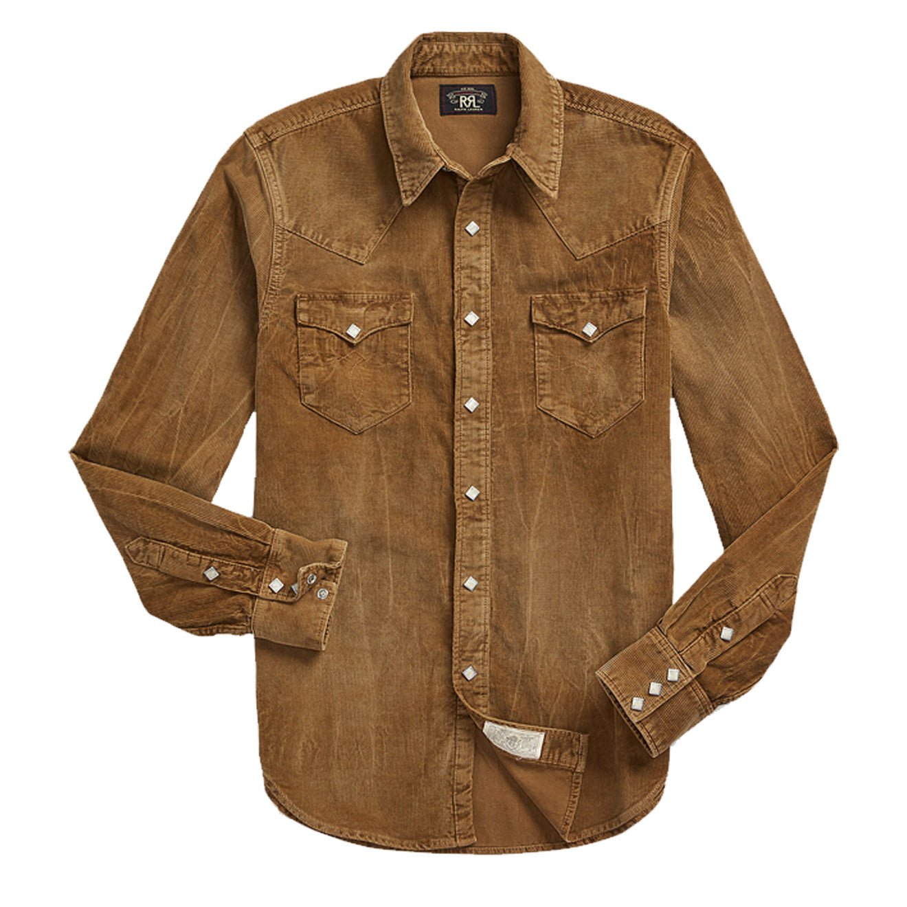 RRL by Ralph Lauren Slim Fit Corduroy Western Shirt Faded Tan - The Sporting Lodge