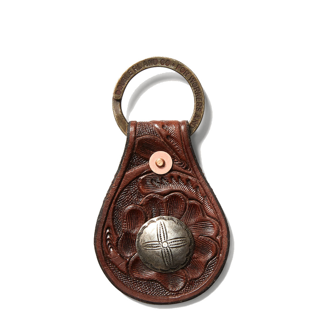 RRL by Ralph Lauren Tooled Leather Key Fob Brown - The Sporting Lodge