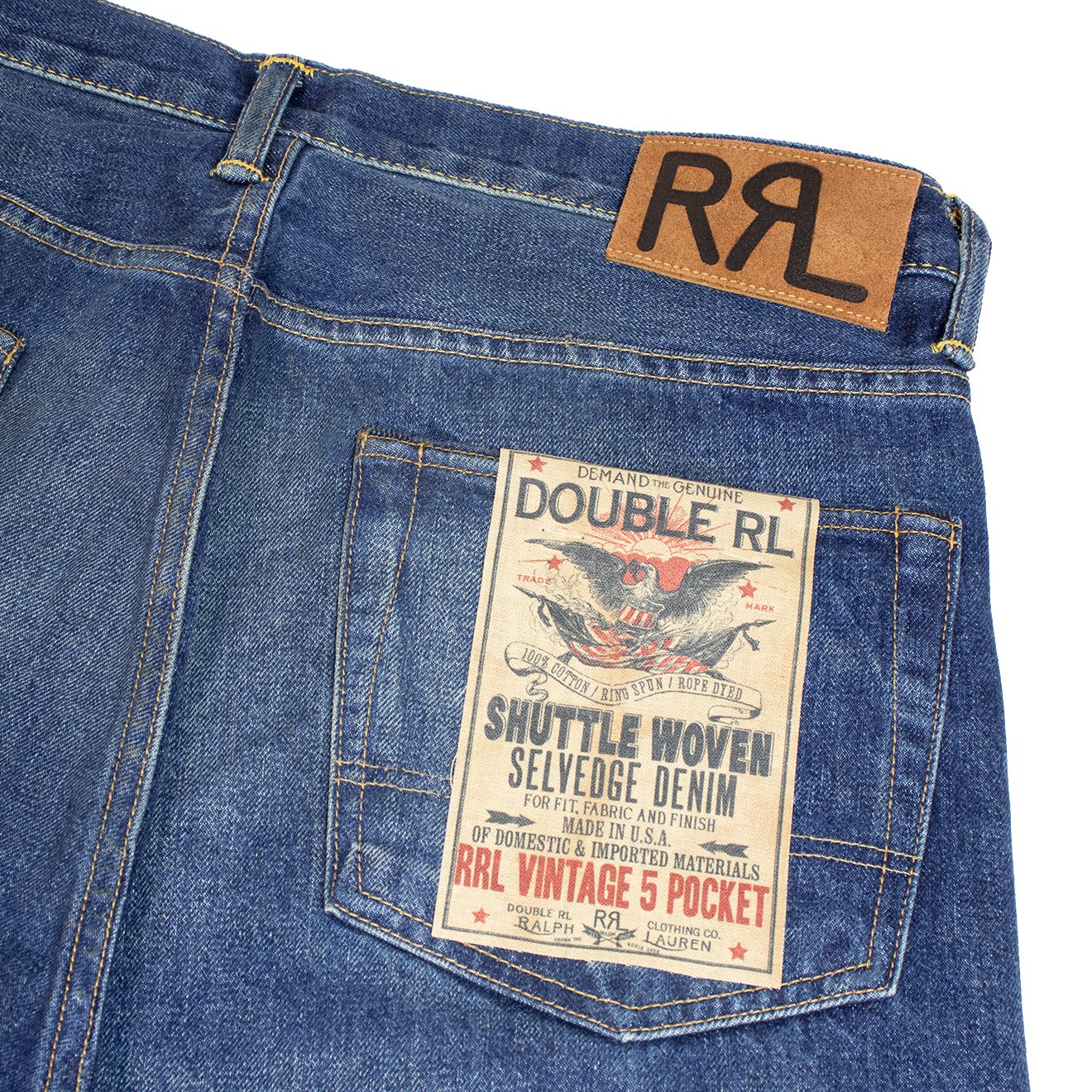 RRL by Ralph Lauren Vintage Selvedge 5 pocket Denim Blue - The Sporting Lodge