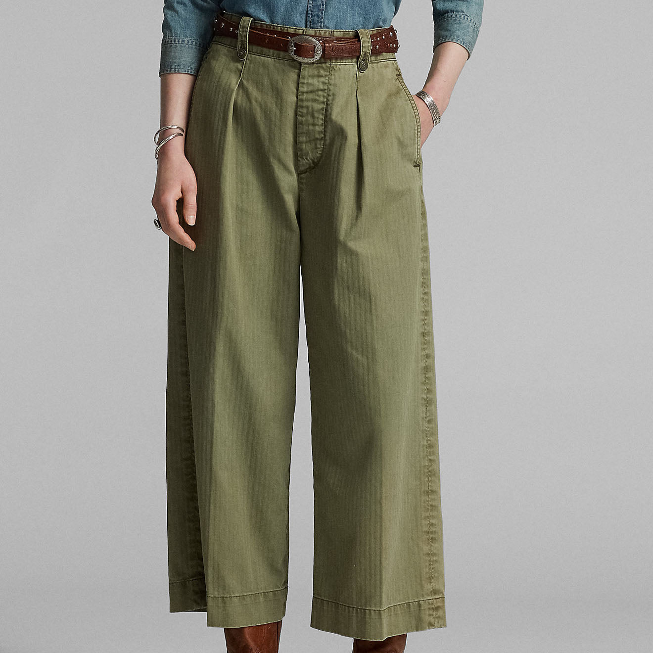 RRL by Ralph Lauren Womens Kyle Trouser Ankle Pleated New Olive-6