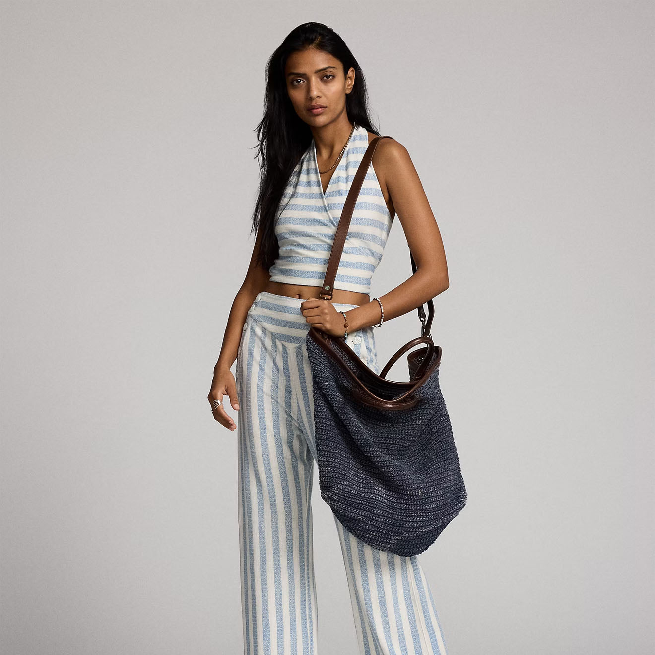 RRL By Ralph Lauren Beach Bag Tote Large Indigo / Brown - The Sporting Lodge