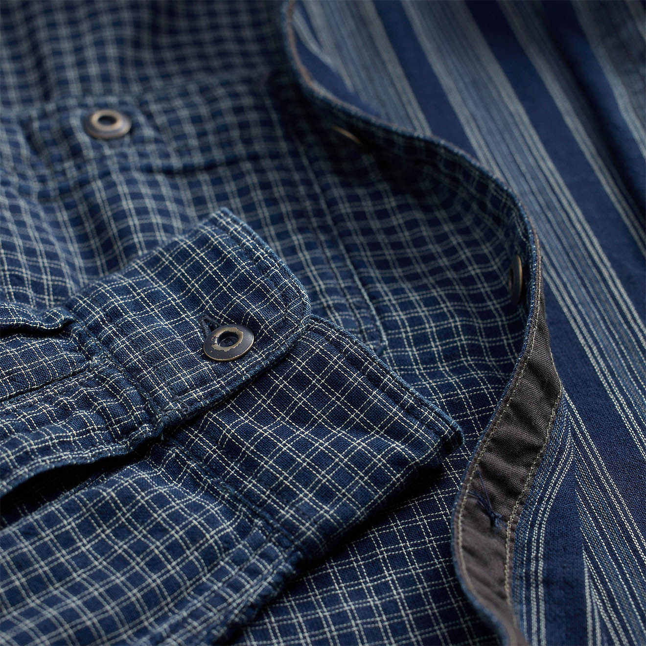 RRL By Ralph Lauren Checked Double Faced Workshirt Indigo