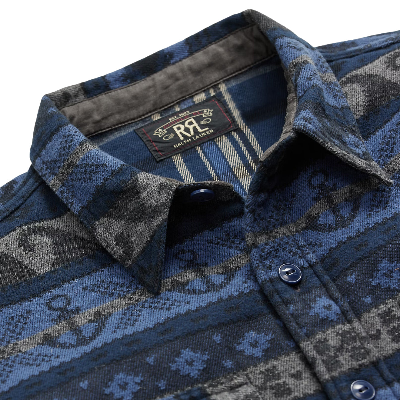 RRL By Ralph Lauren Double-Faced Jacquard Workshirt Rl-756 Navy Multi