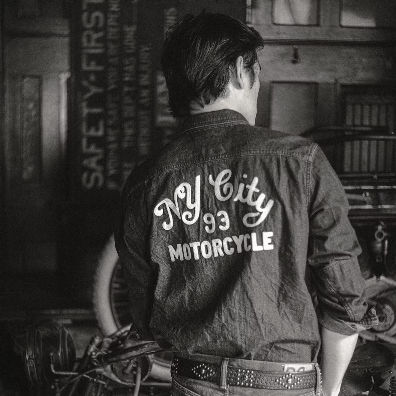 RRL By Ralph Lauren Embroidered Denim Workshirt Washed Black - The Sporting Lodge