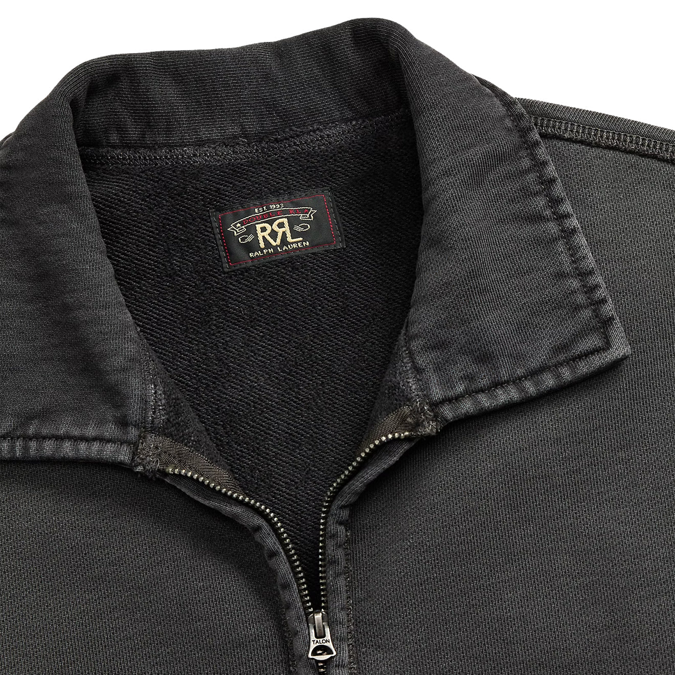 RRL By Ralph Lauren French Terry Quarter Zip Faded Black