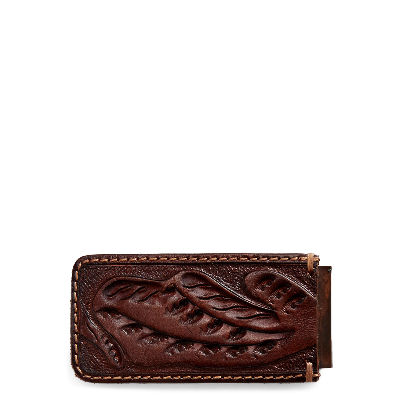 RRL By Ralph Lauren Hand-Tooled Leather Money Clip Copper