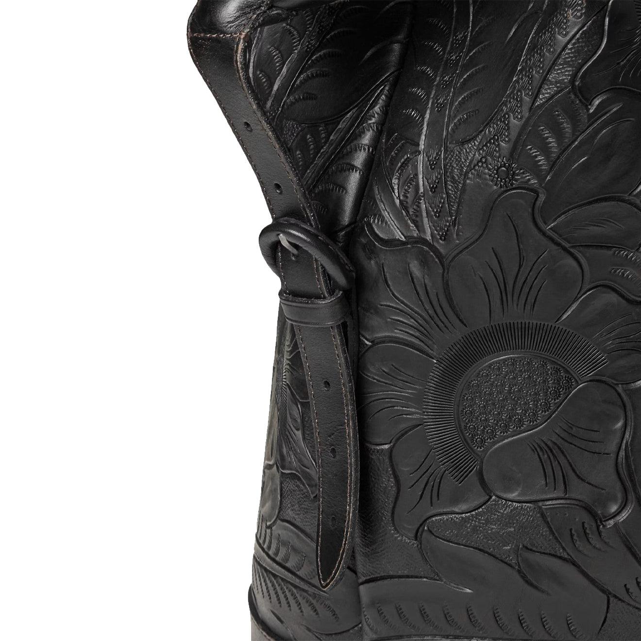 RRL By Ralph Lauren Hand Tooled Leather Weekender Bag Black