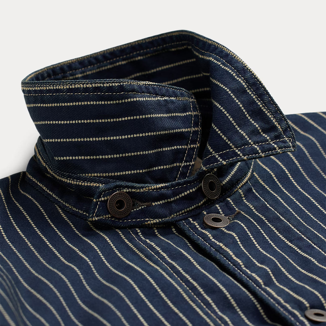 RRL By Ralph Lauren Indigo Dot-Stripe Twill Engineer Coat Indigo Rinse - The Sporting Lodge