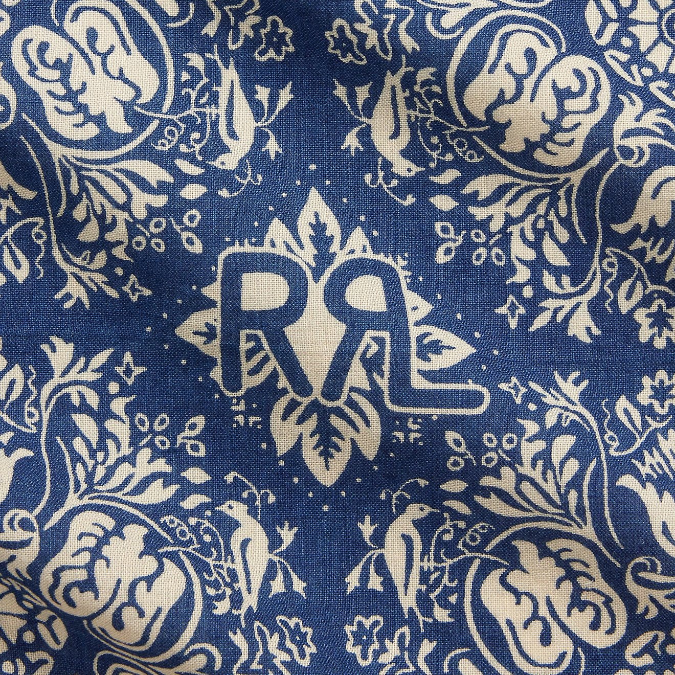 RRL By Ralph Lauren Indigo Floral-Print Cotton Bandanna Indigo / Cream - The Sporting Lodge