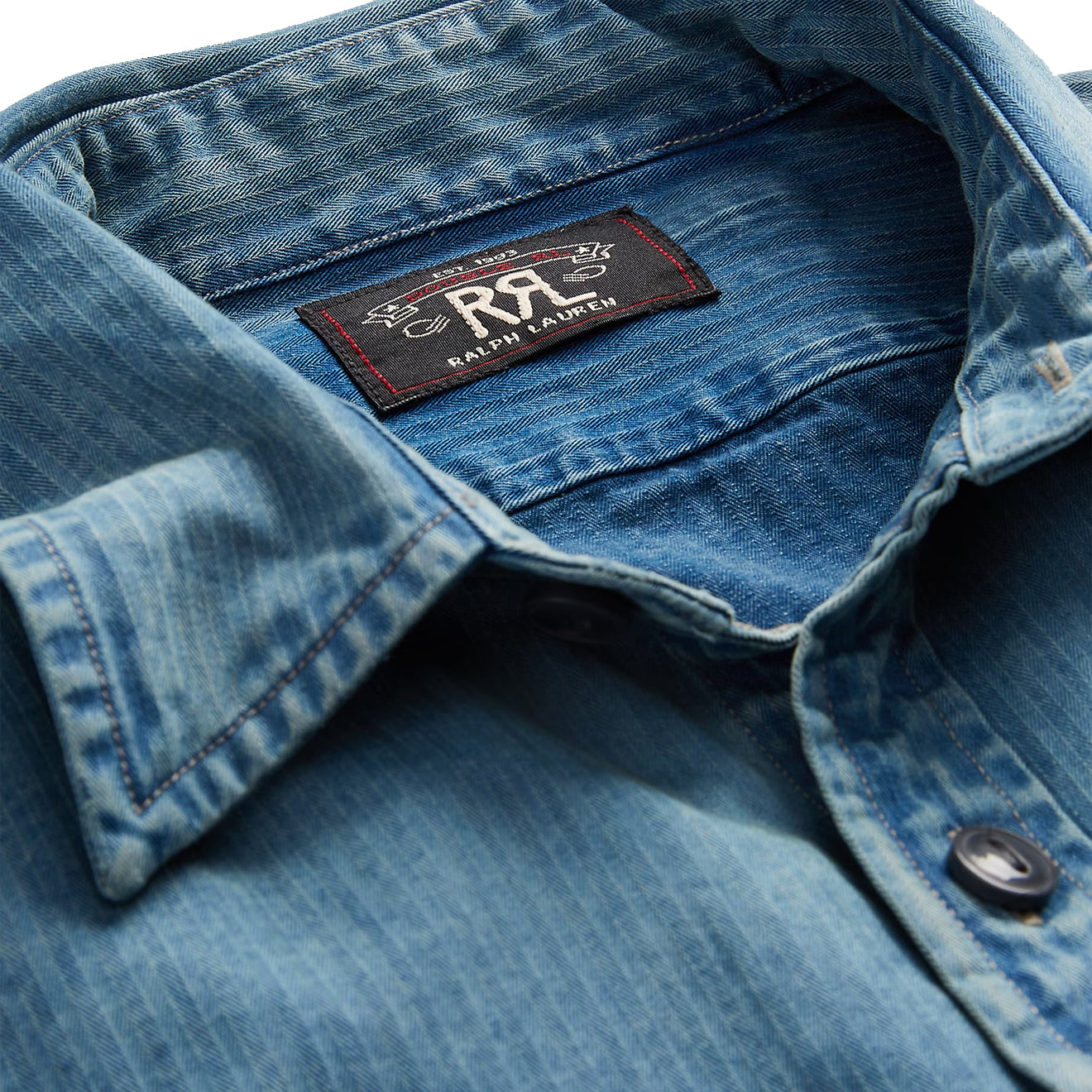 RRL By Ralph Lauren Indigo Herringbone Twill Workshirt Faded Indigo