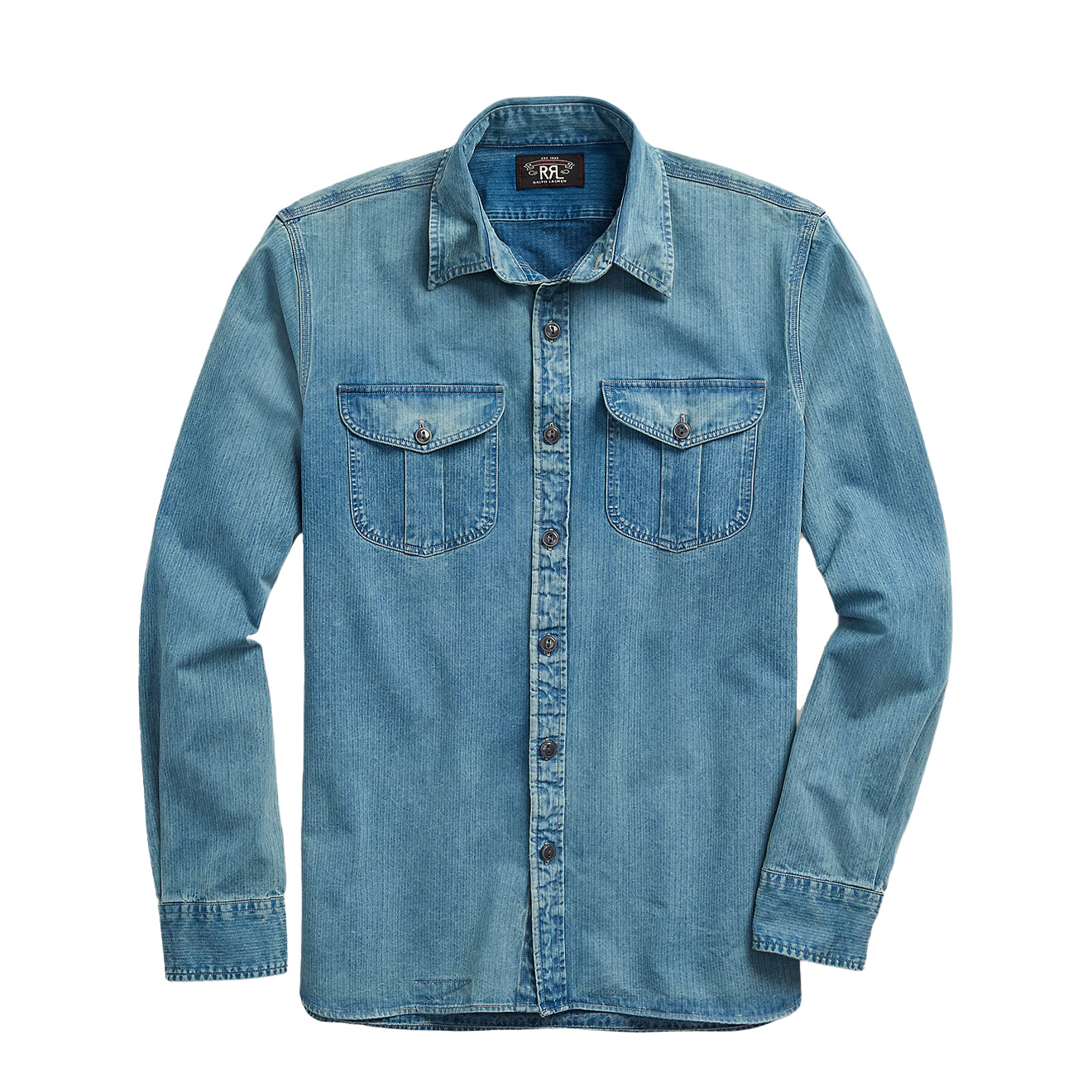 RRL By Ralph Lauren Indigo Herringbone Twill Workshirt Faded Indigo