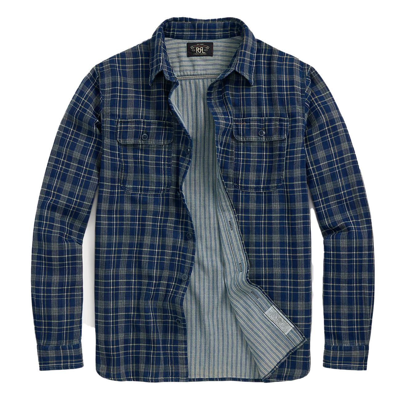 RRL By Ralph Lauren Indigo Plaid Double-Faced Workshirt Indigo Plaid/Strip - The Sporting Lodge