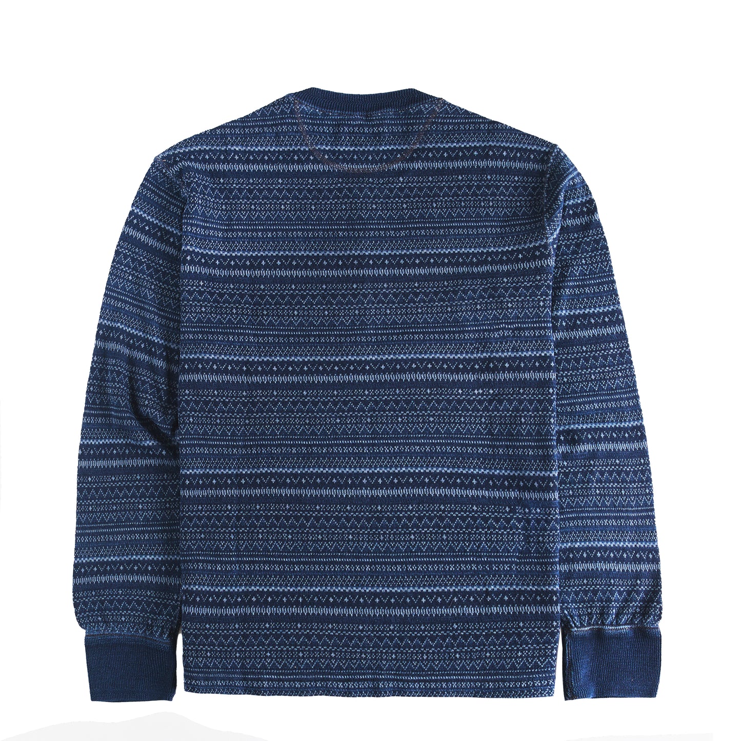 RRL By Ralph Lauren Jacquard Henley Long Sleeve Pullover Indigo / Multi - The Sporting Lodge