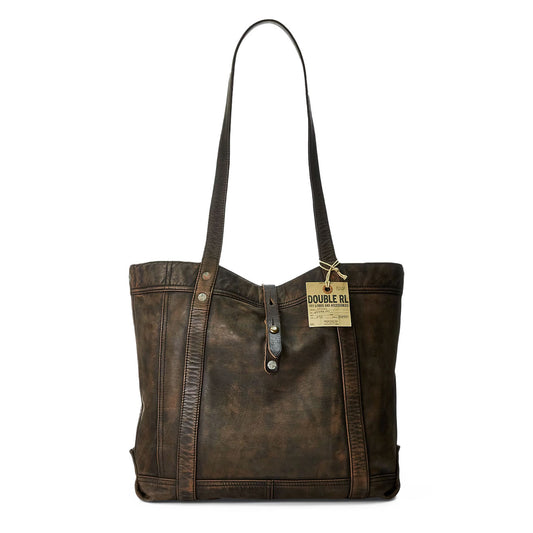 RRL By Ralph Lauren Leather Tote Black Over Brown - The Sporting Lodge